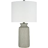 Amazon Brand – Stone & Beam Contemporary Textured 2-Tone Resin Table Lamp, LED Bulb Included, 24.5"H, Gray