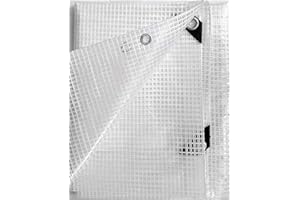 REAOWAZO 8' x 12' Clear Premium Heavy Duty -14 mil- Poly TARP, Nursery / Greenhouse/ Garden (Finish Size Approx. 7'6" x 11'6")