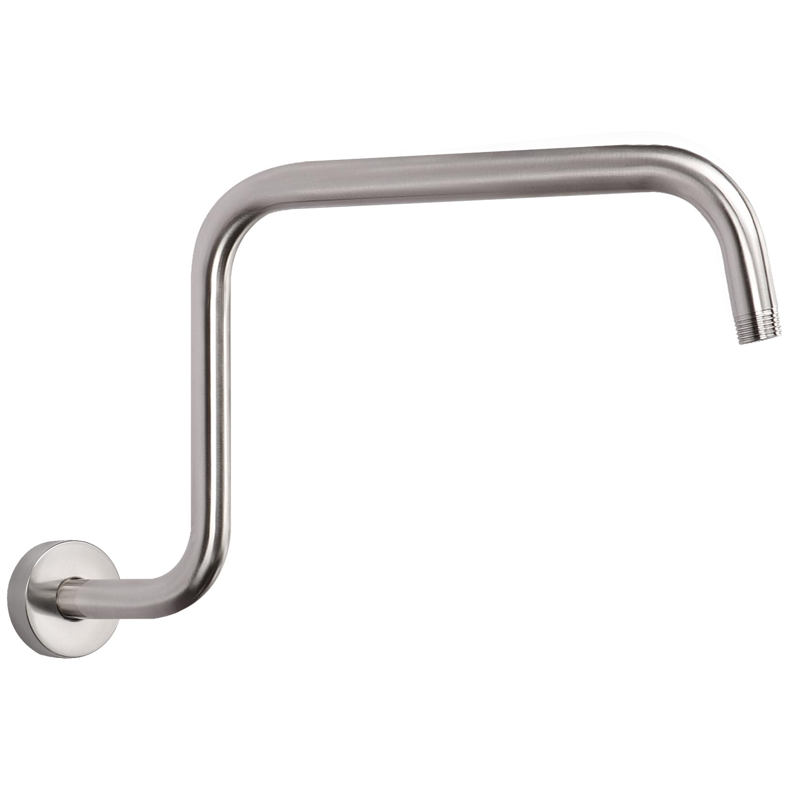 Photo 1 of HarJue S Shaped Shower Arm, High Rise Shower Head Extension Pipe Standard 1/2" Connection with Flange, Awesome Shower Experience-Stainless Steel Bathroom Accessory(16 Inch Z-S Shape, Brushed Nickel)