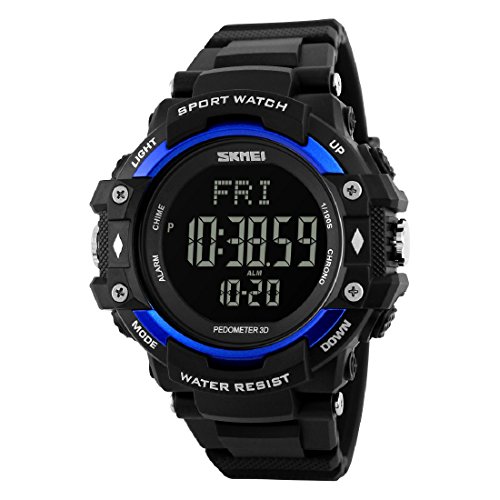 3D Fitness Sport Watch Pulse Heart Rate Monitor With Pedometer Calories Counter Blue