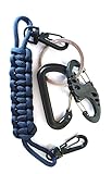 Snap Hook & Clip Carabiner Set with Handmade Paracord Lanyard, Best Hiking gear for Handbag, Backpack, Belt, Key - Make perfect Hands-free Travel Carryon System with Multifunctional Travel Bag