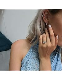 Pendientes de aro de plata de ley con circonita cúbica de 0.472 in