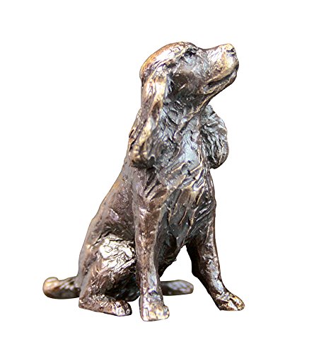 Richard Cooper & Company Solid Bronze Miniature Spaniel, Rich Brown Chestnut Patina, 2.2 x 2.4 x 3.5 cm