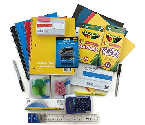 Middle School Deluxe Back to School Supply Pack-21 Piece Set Includes College Ruled Notebooks, Folders, Calculator, Pens, Pencils, Erasers, Stapler Set, Index Cards, Colored Pencils, Markers, & More!