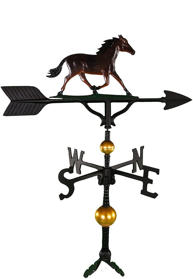 Weathervanes - Montague Metal Products 32-Inch Deluxe Weathervane with Color Horse Ornament