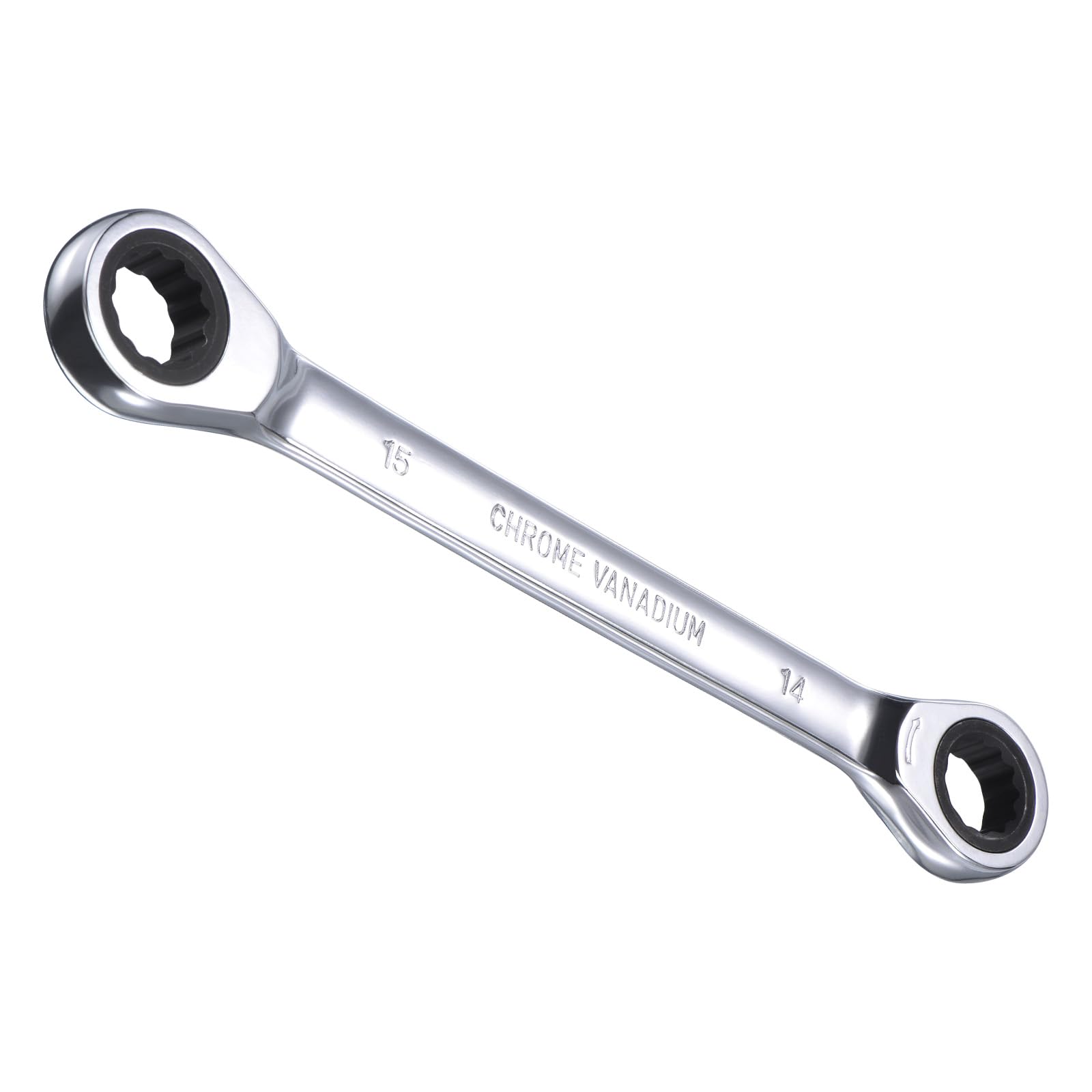 CoCud Double Box End Reversible Ratcheting Wrench, Metric 14 by 15mm Box End Size 72-Teeth, Cr-V Ratchet Spanner - (Applications: for Repairs)