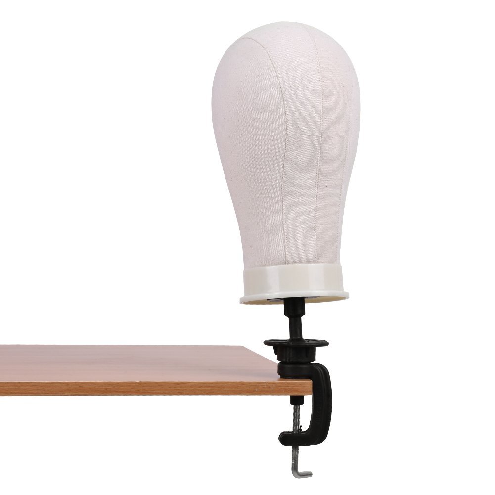 Canvas Wig Display Head, Cork Canvas Block Head Mannequin Mainkin Head Wig Toupee Display Style Dry Dye Model For Wig Making Drying Styling (23")