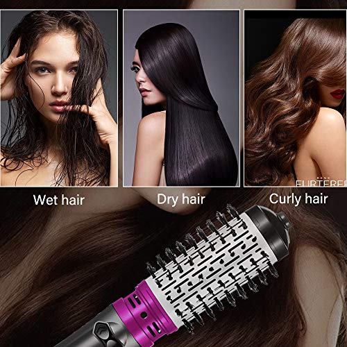 Hair Dryer Brush 3-in-1 Hot Air Brush Negative Ion Hair Straightener for Styling & Frizz Auto-Rotating Curling Brush Hair Dryer (purple) - Thumbnail 5