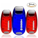 SIGEM Clip on Safety LED Light and Accessories, Red-Blue, 3-Pack