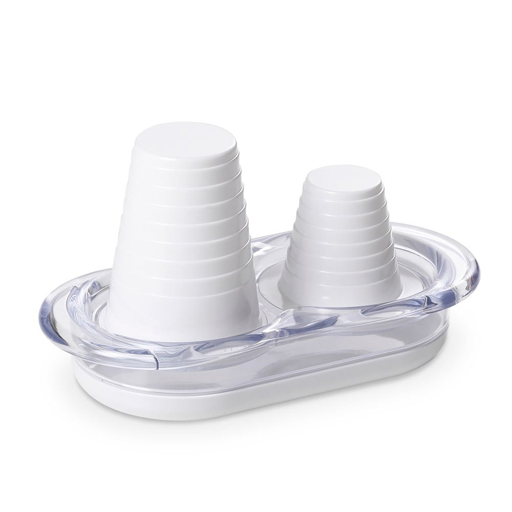 Omada Design Double Cup Holder for Water and Coffee Glass, Happy Drink Line, White — image 1