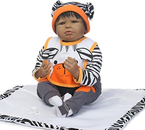 Dollshow Realistic Fake Babies Vinyl Reborn Dolls Black Newborn Alive Boy Dummy Toys 22 inch 55CM