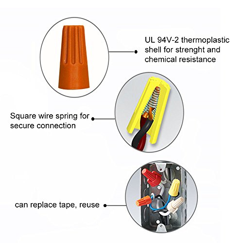 500Pcs twist on wire connectors - Grey #22 - #20 AWG Wire nut Bulk with Spring inserted, easy Screw on electrical caps - Thumbnail 2