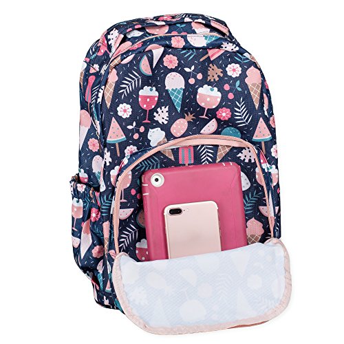 Ice Cream Cone Dream Motif 10 x 18 Inch Polyester Zippered Backpack - Thumbnail 4