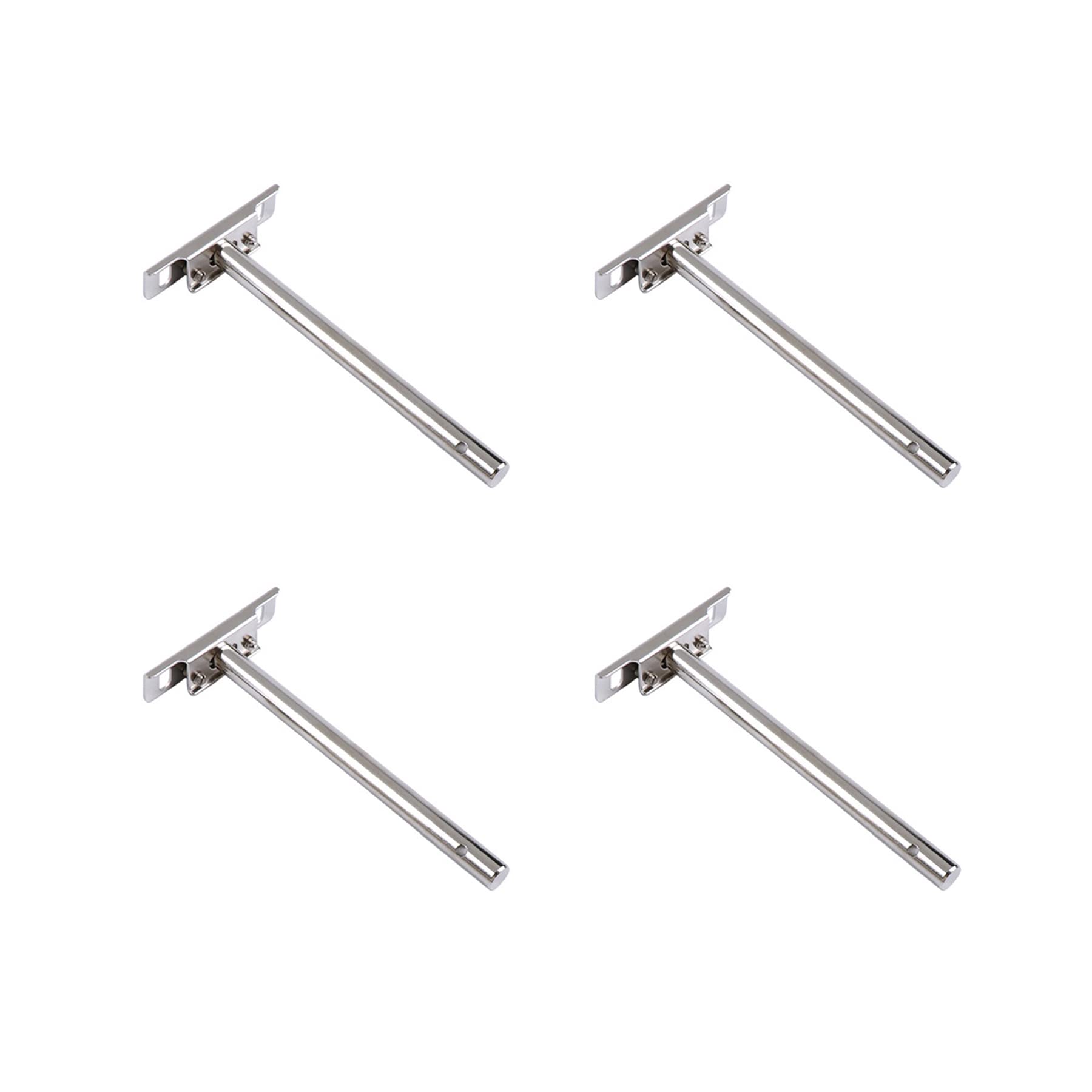 LIKERAINY Heavy Duty Concealed Floating Shelf Support 12x159mm Adjustable Bracket Invisible Wood Shelves T Brackets Wall Mounted Steel Nickel Plated 4 Pieces
