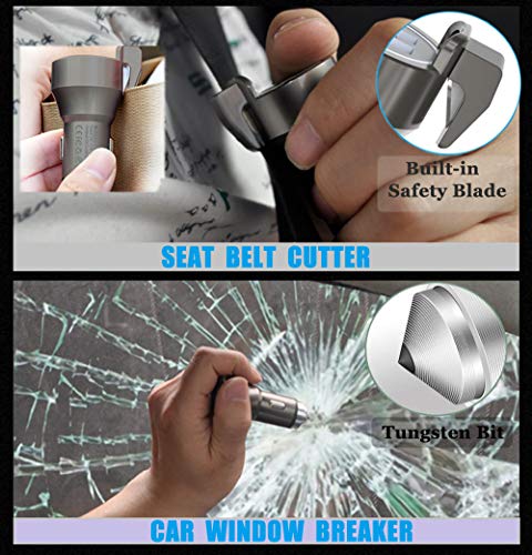UMOGI 3 in 1 Dual USB Car Charger 2.4A Window Breaker Seat Belt Cutter Emergency Escape Tools Car Safety Hammer Compatible with iPhone/Samsung Galaxy/A9/Note,LG Google Pixel,iPad Pro/Air 2/Mini(Gray)