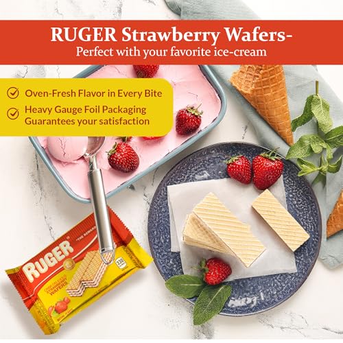 RUGER WAFERS AUSTRIAN STRAWBERRY WAFERS, 2.125 OUNCE (PACK OF 12) – DELIGHTFULLY CRISP AND CREAMY STRAWBERRY TREATS WITH NATURAL INGREDIENTS AND EXTENDED FRESHNESS, IDEAL FOR SNACKING, DESSERTS, AND ANYTIME ENJOYMENT