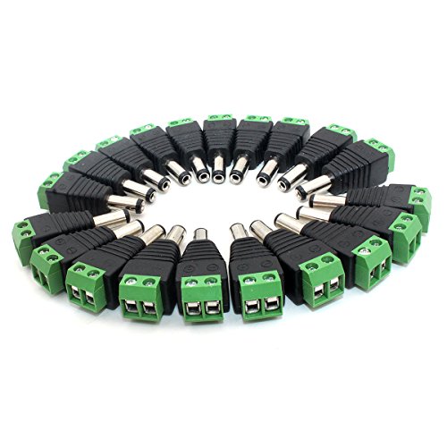 ZRAMO 20 Pcs Q9 Screw Terminal Camera Video BNC Male Balun Adapter Connector for Coax CAT5 CCTV Security Camera