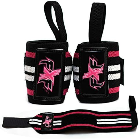 FXF Pro Weight Lifting Wrist Wrap Gym Training Bar Lifting Support, Pair - With Elasticated Thumb Brace - One Size