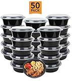 50-Pack meal prep Plastic Microwavable Food Containers Bowls for meal prepping with Lids (28 oz.) Black Reusable Storage Lunch Boxes -BPA-Free Food Grade -Freezer & Dishwasher Safe.
