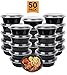 50-Pack meal prep Plastic Microwavable Food Containers Bowls for meal prepping with Lids (28 oz.) Black Reusable Storage Lunch Boxes -BPA-Free Food Grade -Freezer & Dishwasher Safe. primary