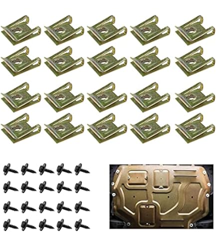 Mtsooning 20PCS Car Fastener Clip Automobile Engine Fender Bumper Guard U Type Screw Base Clips Nut Mounting Fastener Clamp Auto Parts