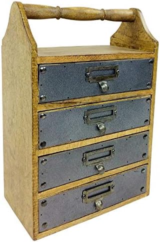 Geko Tiroirs Bois Marron Clair Et Gris Foncé Taille