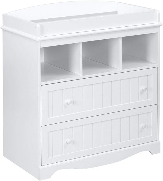 Baby Changing Unit Table Dresser Station with 2 Drawers and 3 Shelves