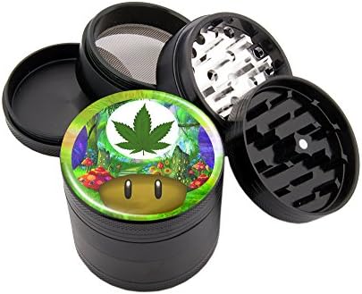 Mushroom Design Micro Crusher 2.5" Grinder With Scraper &amp; Velvet Pouch # MG112315-34