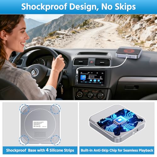 Car CD Player, CD Player for Car with USB Port and AUX Interface, External Car CD Player Compatible with Android Car Radio, External CD Drive with USB to Type-C Port
