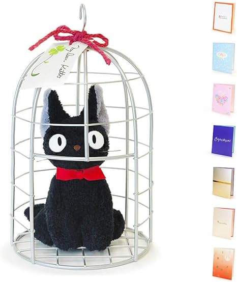 Amazon 電報屋のエクスメール 祝電 誕生日 ぬいぐるみ 電報 おすましジジ カゴ入りs 魔女の宅急便 と 紙素材カード電報 のセット お祝い ギフト 台紙 4 メリー ぬいぐるみ おもちゃ