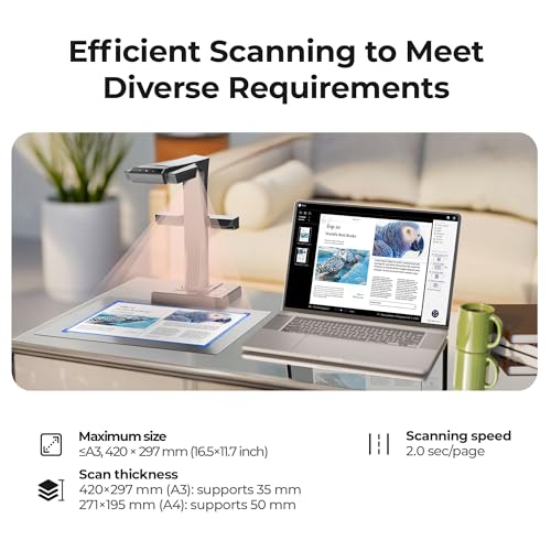 CZUR ET24 Pro 24MP Document Scanner, Professional A3 Scanner with HDMI, OCR 180+ Languages, 320Dpi, Camera for Docs, Windows, MacOS and Linux