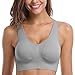 MIRITY Padded Sports Bras for Women Freedom Seamless Spandex Yoga Bra Color Black Grey White Size 2XL