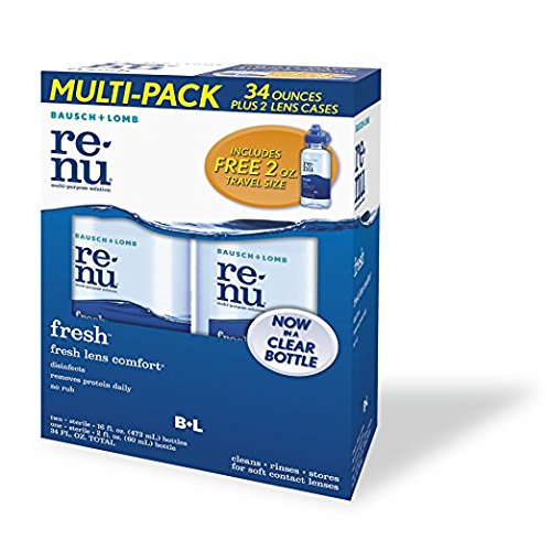 Bausch & Lomb renu fresh Multipurpose Contact Solution, 2 pk./16 fl. oz. with Bonus 2 fl. oz. and 2 Lens Cases
