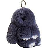 ETENOVA Bunny Keychain Soft Cute Rex Rabbit Fur Keychain Car Handbag Keyring Bag Charms Pendant