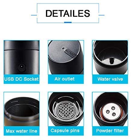 YXDEW 2 in 1 Kapsel & Boden Mini Espresso tragbare Kaffeemaschine Heiße und kalte Extraktion USB-elektrisches… – Bild 4