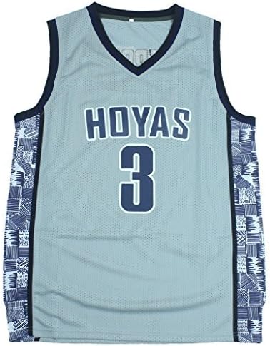 CRISGIORD Men's Georgetown Hoyas College Basketball NO.3 Allen Iverson Throwback Jersey L Grey