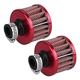 BQLZR 13Mm Red Cone Mini Oil Air Intake Crankcase Vent Valve Cover Breather Filter Pack Of 2
