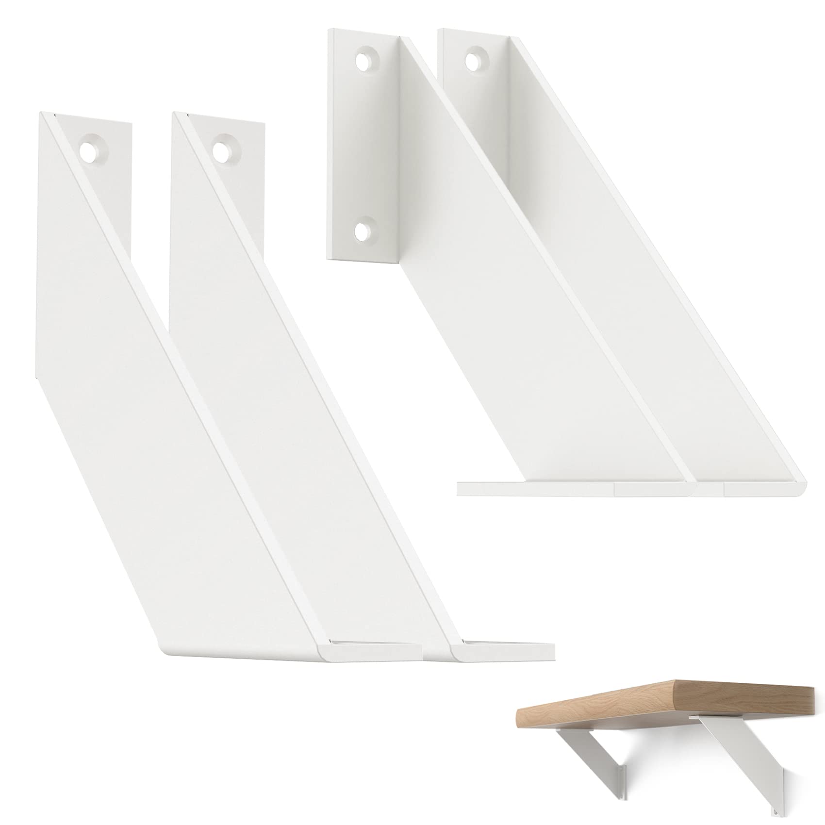 ChasBete Shelf Brackets White, 20cm Shelf Bracket Heavy Duty, Sturdy Metal Shelf Support for Wall, 4 Pieces — image 1
