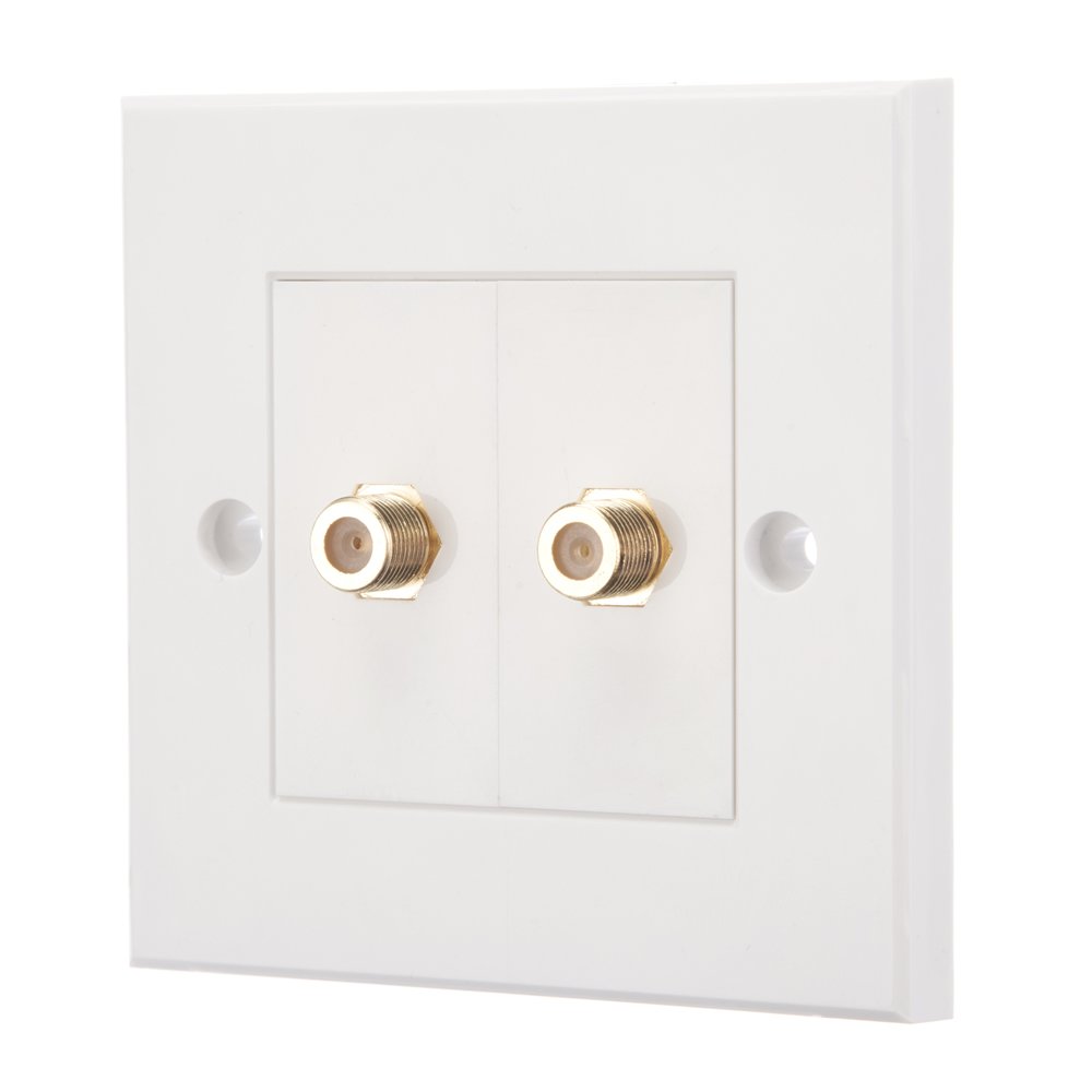 F Type (Satellite) Coax Faceplates (2 x F Type Coax Port)