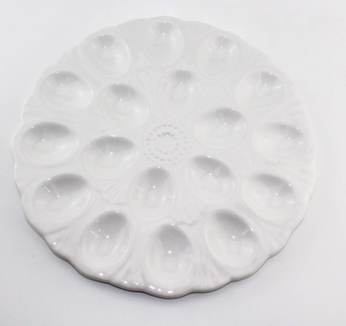 4 Pcs Deviled Egg Dish Made With White Porcelain Holds 72 Eggs, 18 eggs Each Tray