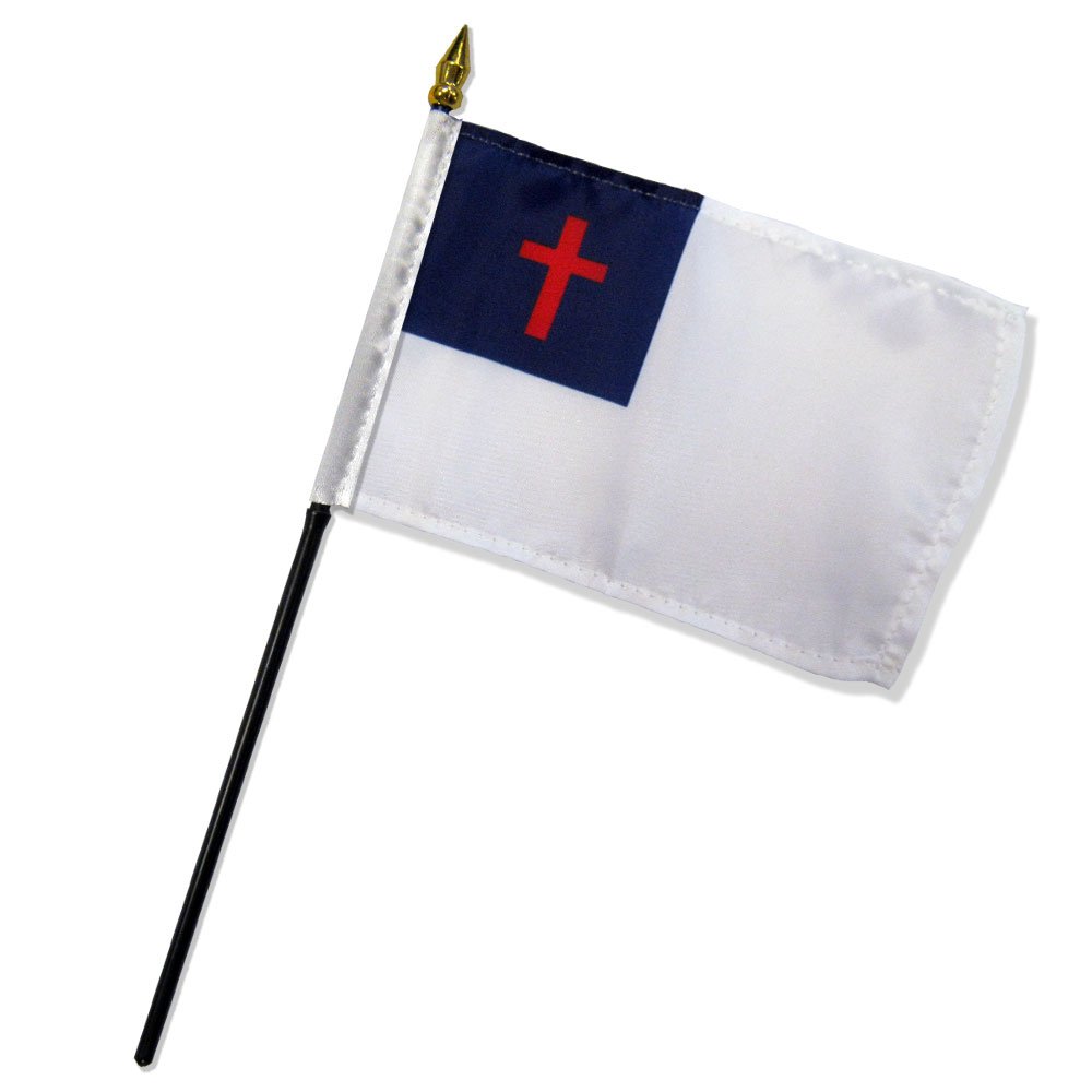 Quality Standard Flags One Dozen Christian Stick Flag, 4 by 6"