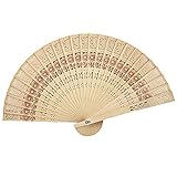 Weixinbuy Vintage Folding Bamboo Original Wooden Carved Hand Fan Wedding Party Pocket Fan