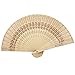 Weixinbuy Vintage Folding Bamboo Original Wooden Carved Hand Fan Wedding Party Pocket Fan