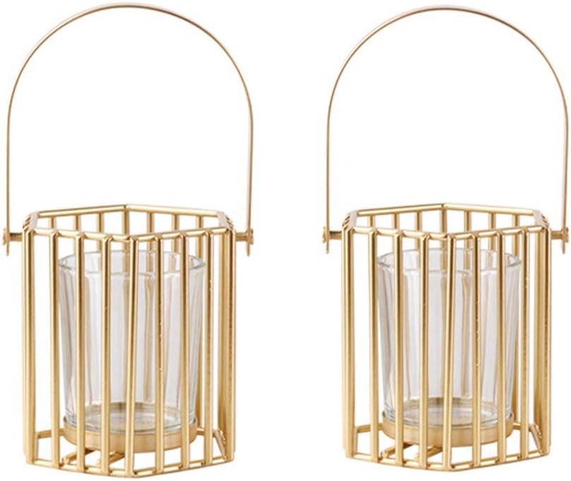 Lovecat Set of 2 Hollow Gold Candle Holders, Metal Candlesticks, Geometric Candle Stands, Home Wedding Decor Candleholders, Tealight Candlesticks, Candlelight Dinner Candleholders (Round Stripe): Home & Kitchen