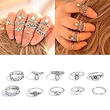 Edtoy Vintage Silvery Boho Women Arrow Moon Midi Finger Knuckle Rings 10Pcs