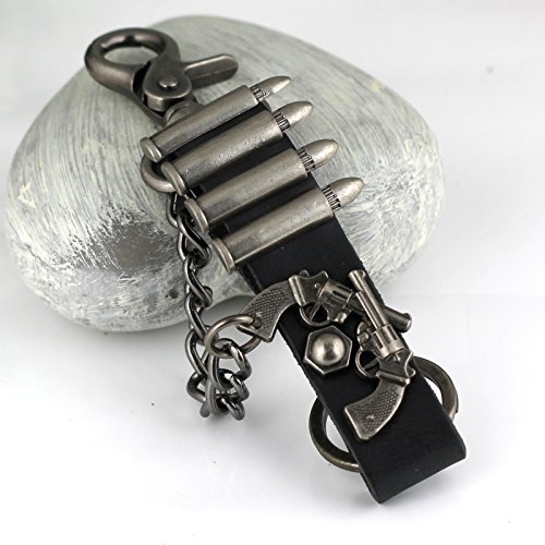 Maycom Retro Style Black Revolver Bullet Pants Buckle Keychain Key Chain Ring Keyring Keyfob Key Fob Holder