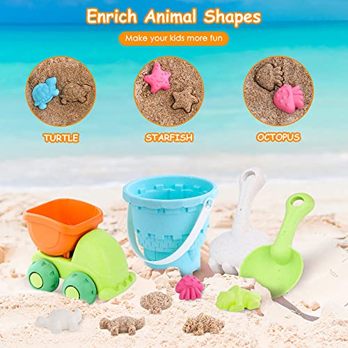 PESUMA Beach Toys for Kids 3-10, 21pcs Sand Toys Including Sand Castle Mold, Bucket, Shovel, Dump Truck, Rake, Mesh Bag Sandbox Toys and Sand Toys for Kids Toddlers Boys Girls Outdoor Indoor Play Gift