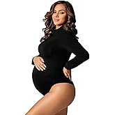 JustVH Maternity Bodysuit for Photoshoot Long Sleeve Sheer Mesh Pregnancy Bodysuit Maternity Photography Outfits