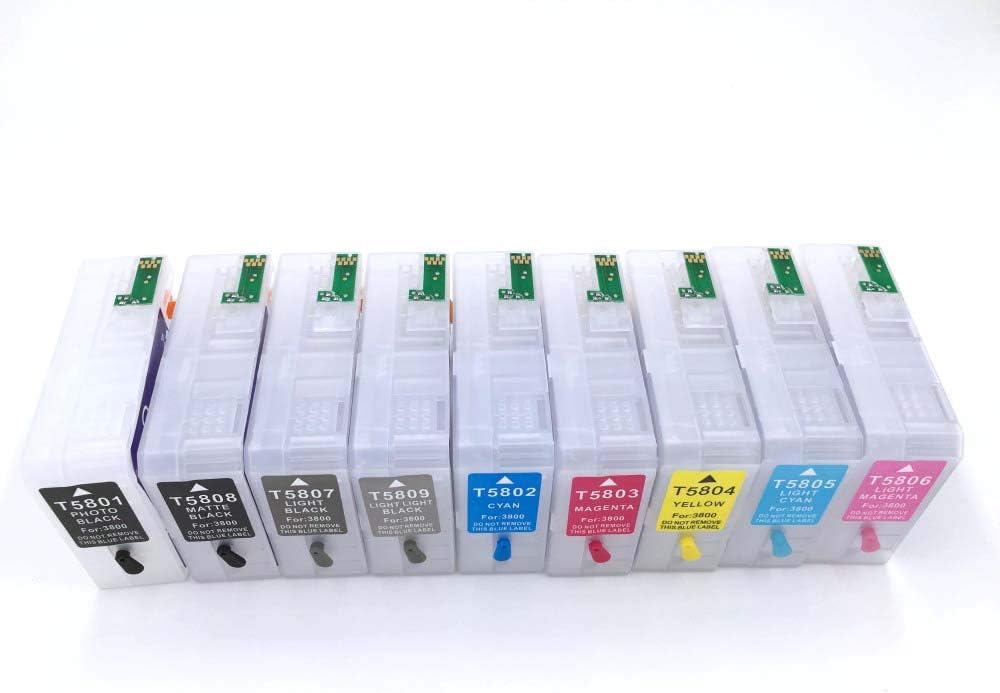 9PCS 80ML Refillable Ink Cartridge for Epson 3880 3850 Printer with chip Sensor
