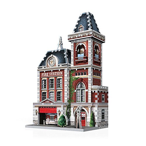 Wrebbit3D Fire Station 3D Puzzle | Urbania Collection | 285 Jigsaw Puzzle Pieces | Charming and Unique Streetscape of a Small Town